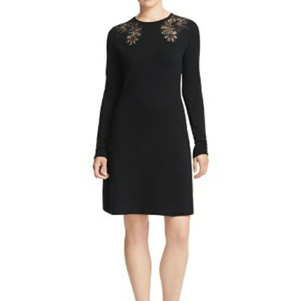 Elie Tahari Angelica Black Lace Sweater Dress Size Medium NWT